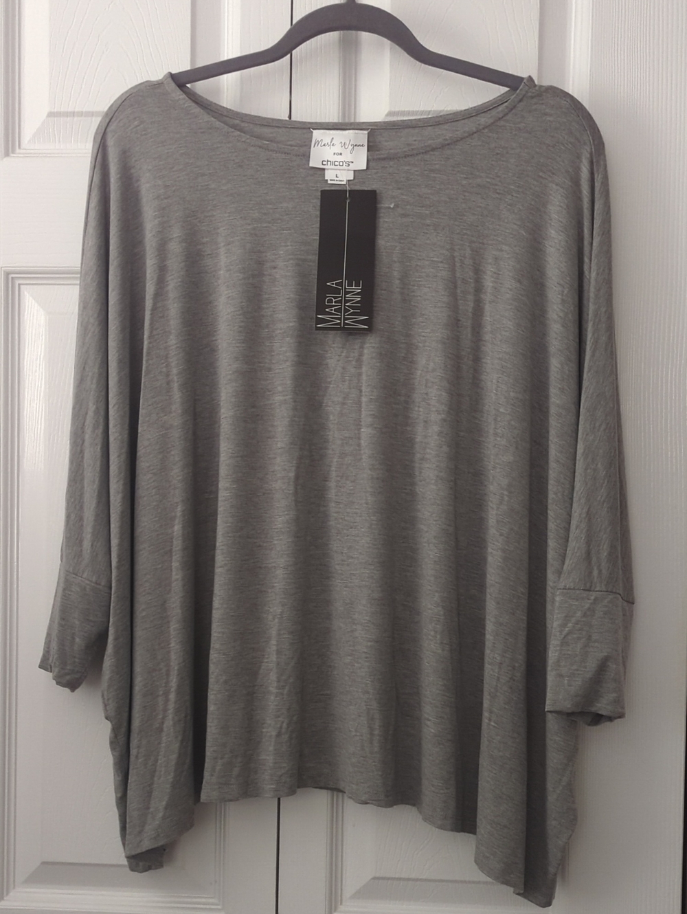 NWT! ~MARLA WYNNE~ GREY BOXY OVERSIZED TUNIC TEE-L
